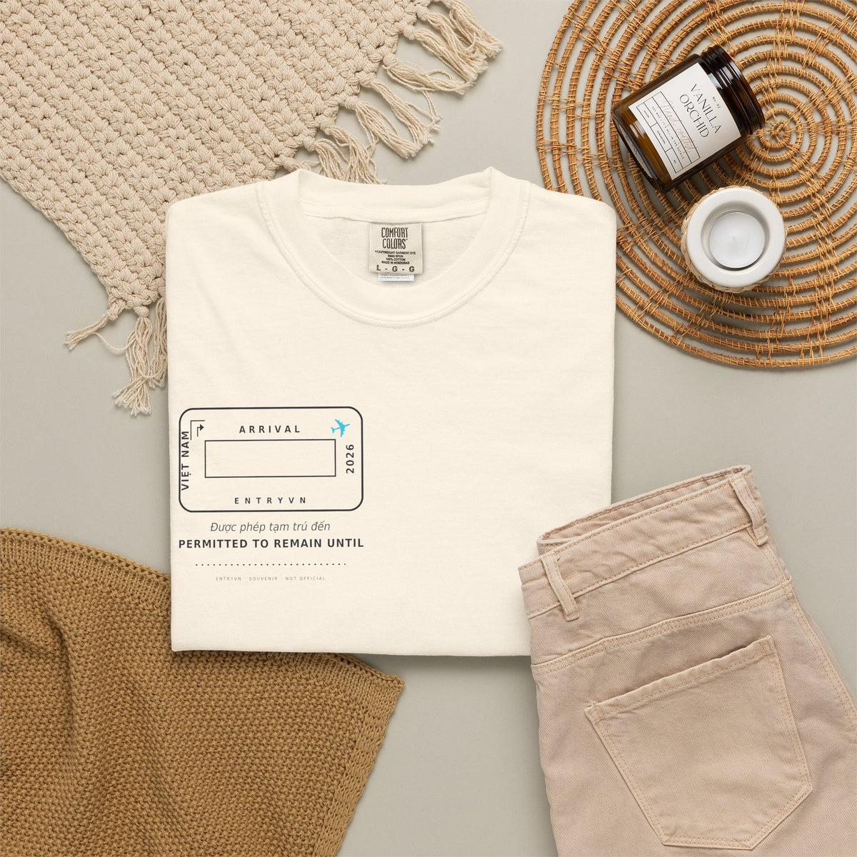 Vietnam Entry Stamp T-Shirt | Write Your Own Arrival Date, Garment-Dyed Comfort Colors Tee