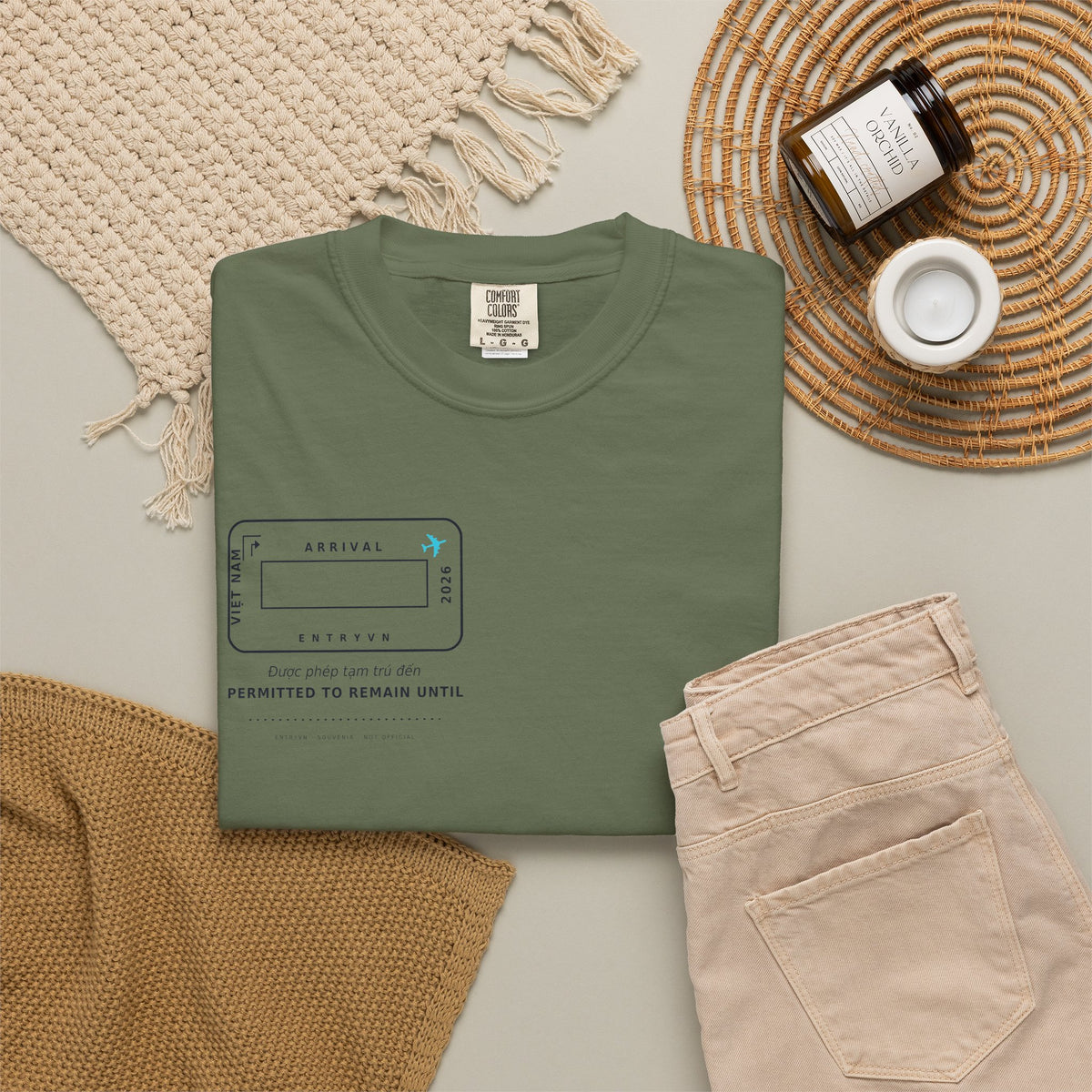 Vietnam Entry Stamp T-Shirt | Write Your Own Arrival Date, Garment-Dyed Comfort Colors Tee