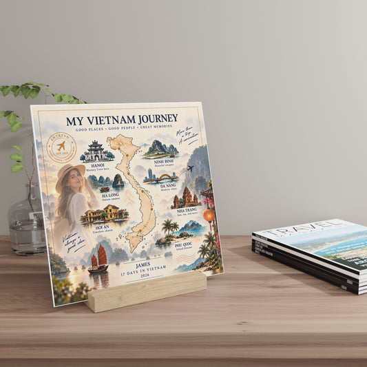 My Vietnam Journey – Personalized Photo Travel Map Board