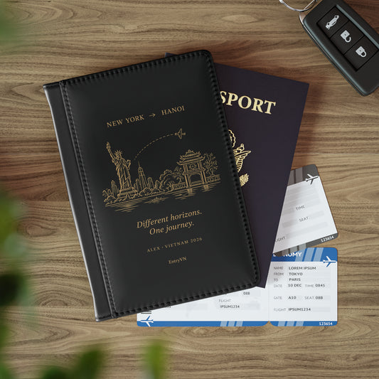 EntryVN Two Worlds Passport Cover – New York to Hanoi – Classic Black