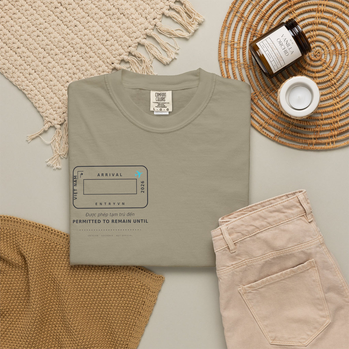 Vietnam Entry Stamp T-Shirt | Write Your Own Arrival Date, Garment-Dyed Comfort Colors Tee