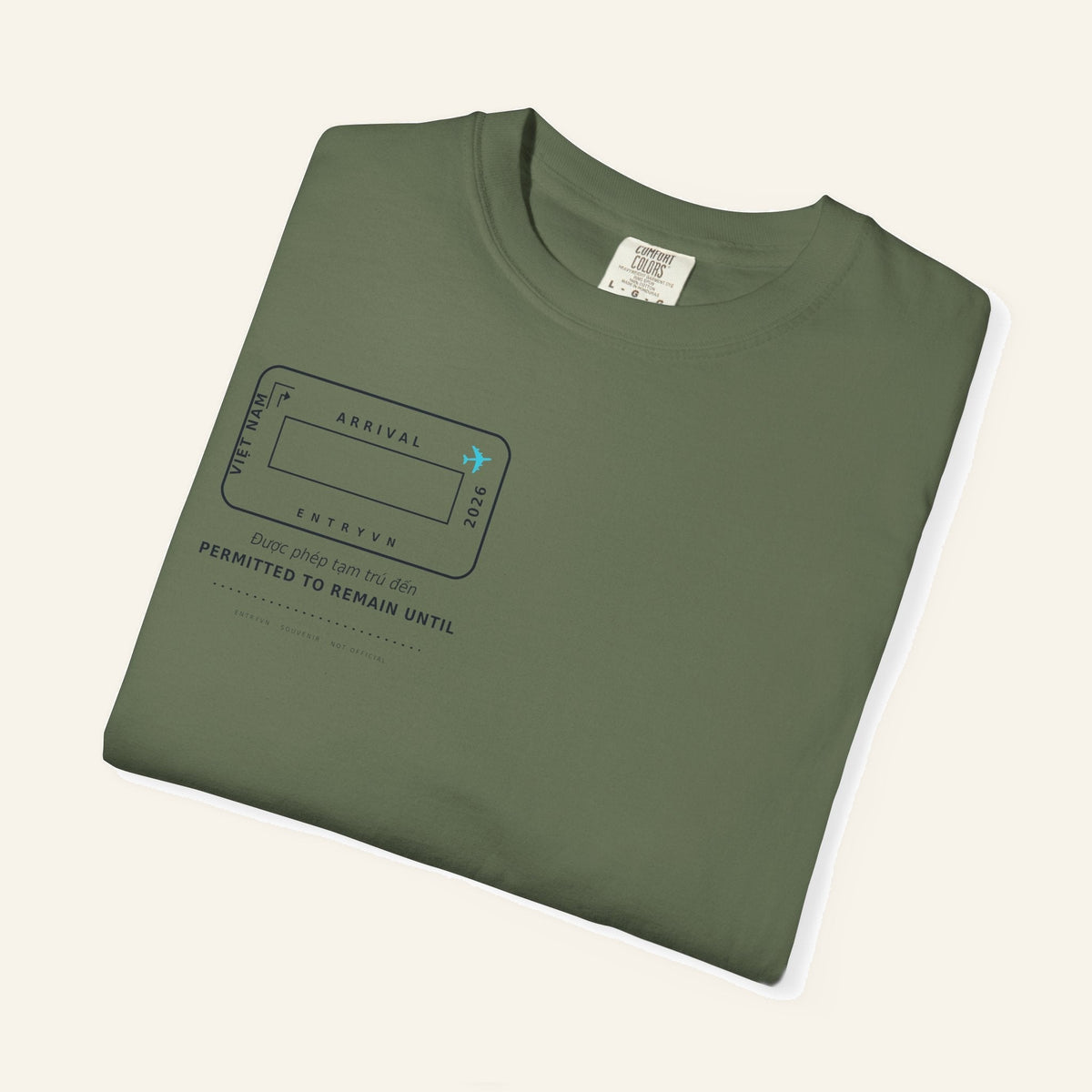 Vietnam Entry Stamp T-Shirt | Write Your Own Arrival Date, Garment-Dyed Comfort Colors Tee