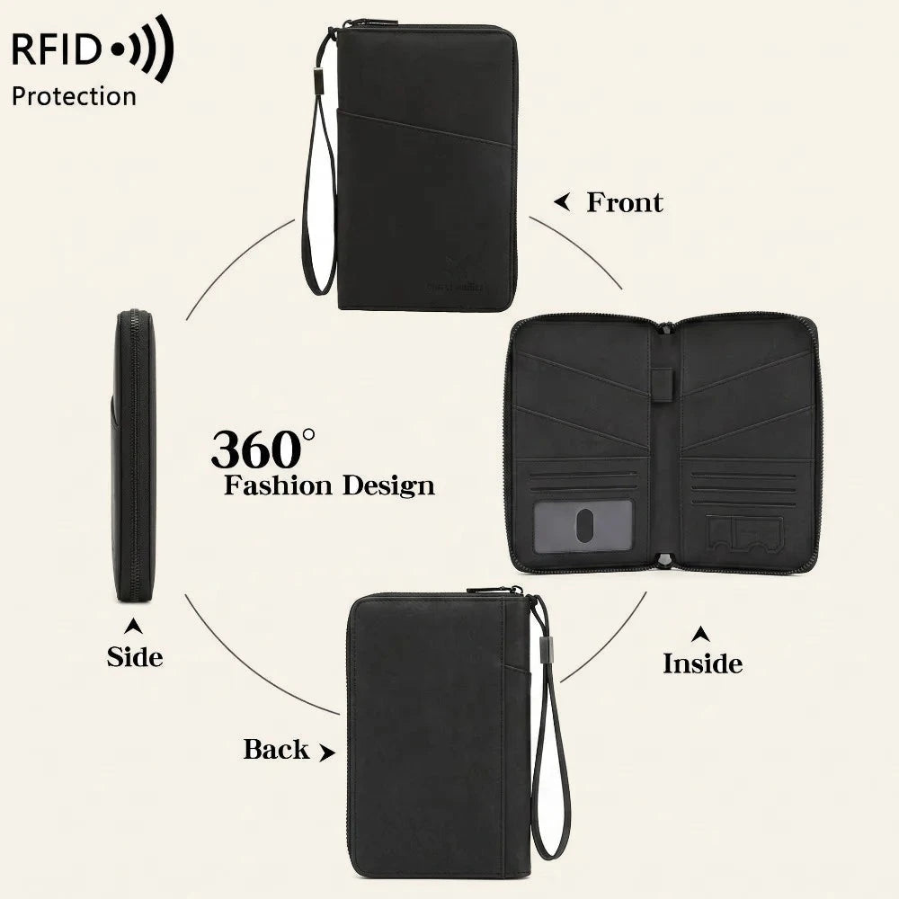 Border Ready Family Travel Wallet – RFID Passport & Document Organizer