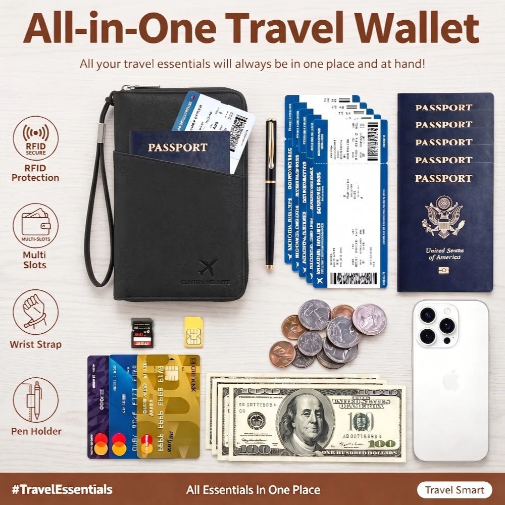 Border Ready Family Travel Wallet – RFID Passport & Document Organizer
