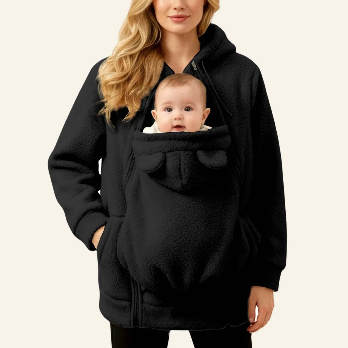 Babywearing Fleece Jacket – Maternity Travel Hoodie for Cool Vietnam Trips