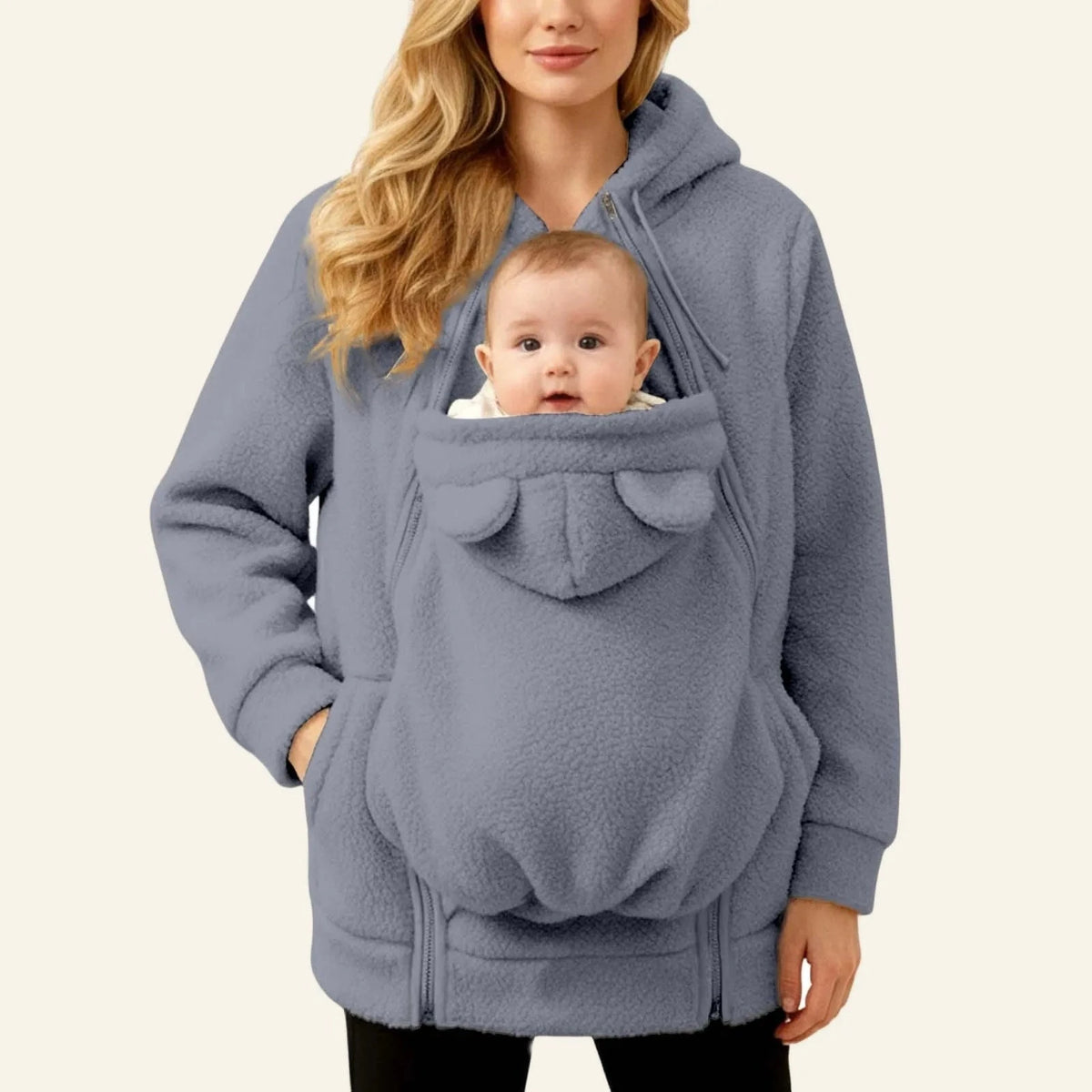 Babywearing Fleece Jacket – Maternity Travel Hoodie for Cool Vietnam Trips