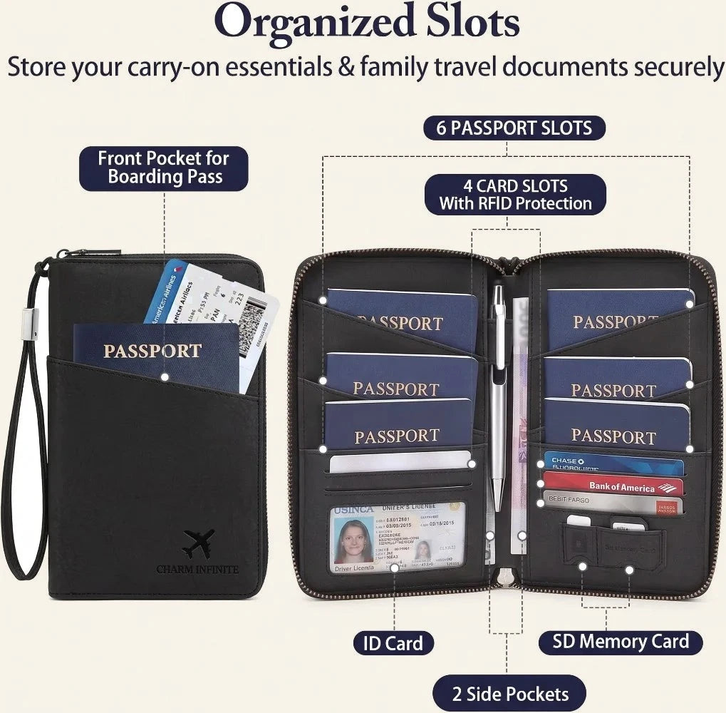Border Ready Family Travel Wallet – RFID Passport & Document Organizer